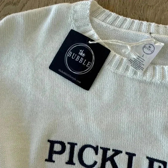 The Bubble - Pickleball Sweater Navy w/ White Large $180 - Picture 2 of 4